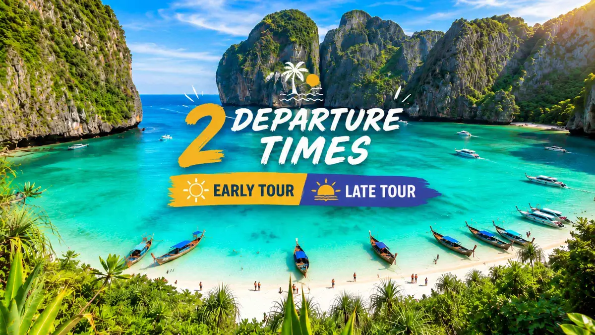 Three-engine speedboat cutting across open water toward the Phi Phi Islands on a full-day Phuket boat tour, Thailand
